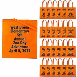 Top 10 💯 15" x 17" Personalized Large Orange Nonwoven Tote Bags with Text Color Choice - 24 Pc. 💯