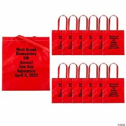 Top 10 🛒 15" x 17" Personalized Large Red Nonwoven Tote Bags with Text Color Choice - 24 Pc. ⌛