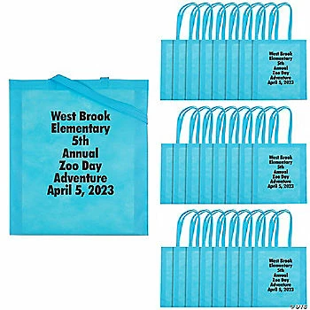 New π₯° 15" x 17" Personalized Large Light Blue Nonwoven Tote Bags with Text Color Choice - 24 Pc. π 3 New π₯° 15" x 17" Personalized Large Light Blue Nonwoven Tote Bags with Text Color Choice - 24 Pc. π