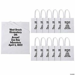 Cheap 😍 15" x 17" Personalized Large White Nonwoven Tote Bags with Text Color Choice - 24 Pc. ✔️