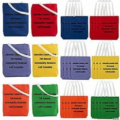 Outlet ⭐ 10" x 12" Personalized Medium Bright Canvas Tote Bags - 24 Pc. 💯