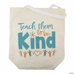 Deals 😉 18" x 20" Large Teach Them Kindness Canvas Tote Bag 🎉