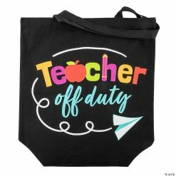 Deals ❤️ 18" x 20" Large Teacher Off Duty Canvas Tote Bag ❤️