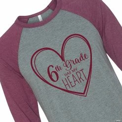 Cheap 😀 6th Grade Has My Heart Adult's ⚾ Baseball T-Shirt 🎉