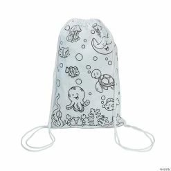 Budget 🌟 Color Your Own Medium Under the Sea Canvas Drawstring Bags - 12 Pc. 🤩