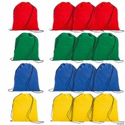New 🎁 Large Bright Canvas Drawstring Bags - 12 Pc. ✨