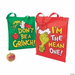 Discount ✔️ Large Dr. Seuss™ The Grinch Tote Bags - 12 Pc. ❤️