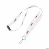 Outlet ⭐ Awareness Ribbon Badge Holder Lanyards - 12 Pc. 🤩 -OTC Shop red awareness ribbon badge holder breakaway lanyards 12 pc 24 2444