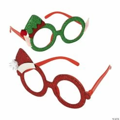 Cheapest 😍 Santa & Elf 🎄 Christmas Glitter Glasses - 12 Pc. 🥰