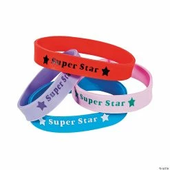 Budget 🛒 Super Star Rubber Bracelets - 24 Pc. ⭐